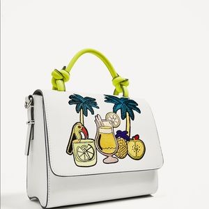 Zara tropical embroidered handbag
